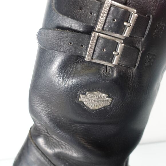Vtg Harley Davidson Mens Size 11.5 Engineer Motorcycle Black Leather Boots 98000 main image 10